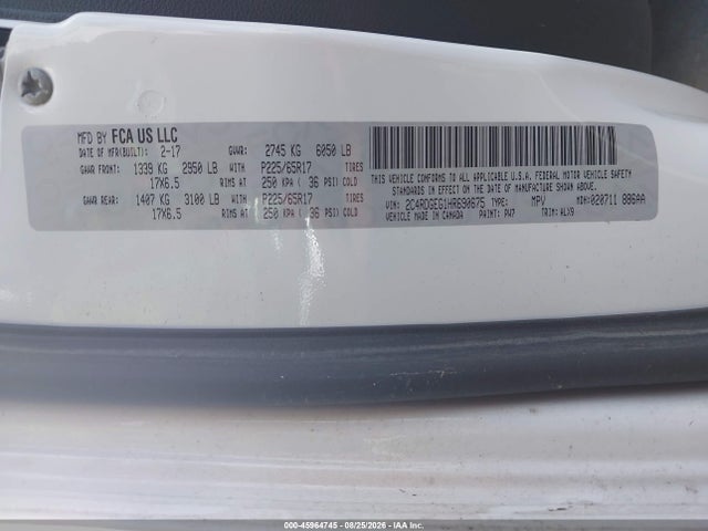 Aukcja sprzedaży 2017 Dodge Grand Caravan Gt, vin: 2C4RDGEG1HR690675, numer aukcji: 45964745