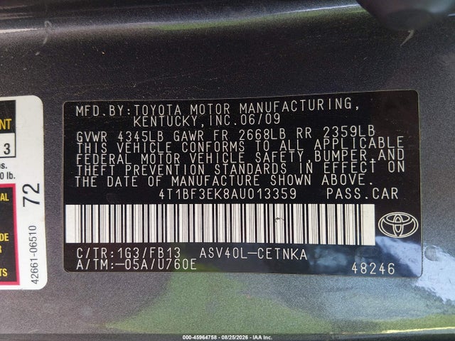 Aukcja sprzedaży 2010 Toyota Camry Le, vin: 4T1BF3EK8AU013359, numer aukcji: 45964758