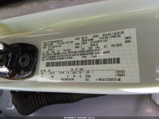 Продажа на аукционе авто 2025 Ford F-150 Stx, vin: 1FTEW2LP3SKF13792, номер лота: 45964810