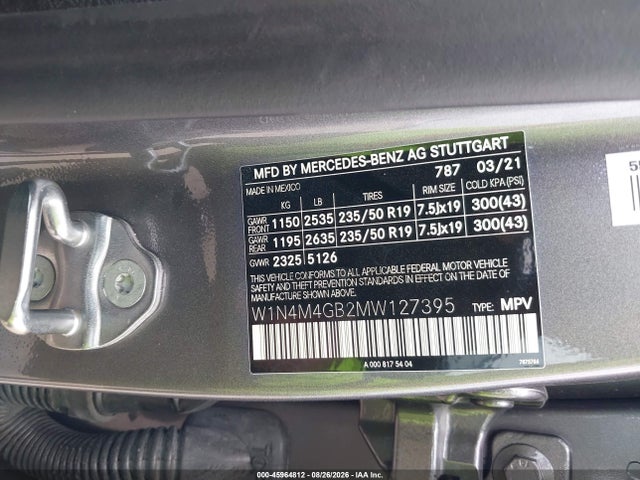Продаж на аукціоні авто 2021 Mercedes-benz Glb 250, vin: W1N4M4GB2MW127395, номер лоту: 45964812