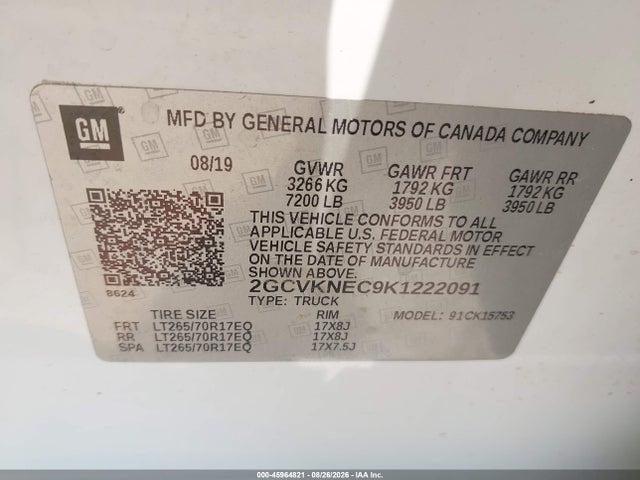 2GCVKNEC9K1222091 Chevrolet Silverado 1500 Ld Wt