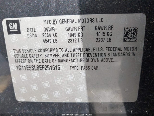Chevrolet MALIBU 2LT 2014 1G11E5SL8EF251615 Image 9