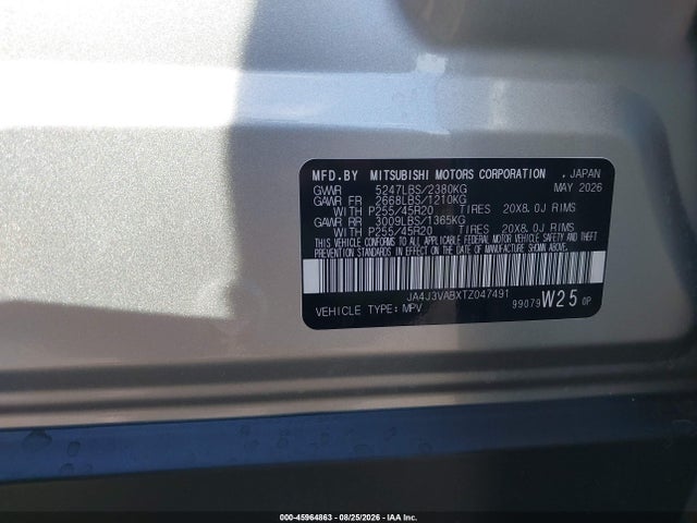 Aukcja sprzedaży 2026 Mitsubishi Outlander Le 2.5 2wd/se 2.5 2wd, vin: JA4J3VABXTZ047491, numer aukcji: 45964863