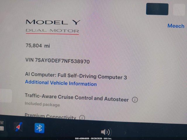 2022 Tesla Model Y Performance Dual Motor All-wheel Drive მანქანა იყიდება აუქციონზე, vin: 7SAYGDEF7NF538970, აუქციონის ნომერი: 45964889