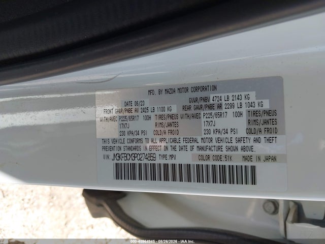 Продаж на аукціоні авто 2023 Mazda Cx-5 2.5 S Preferred, vin: JM3KFBCM3P0274859, номер лоту: 45964945