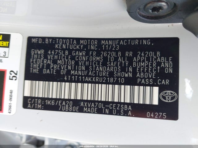 4T1T11AKXRU218710 Toyota CAMRY SE