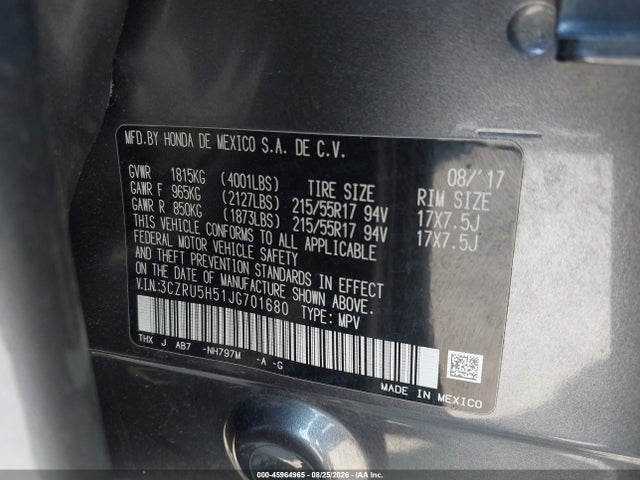 Aukcja sprzedaży 2018 Honda Hr-v Ex, vin: 3CZRU5H51JG701680, numer aukcji: 45964965