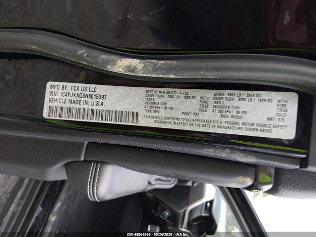 Продаж на аукціоні авто 2022 Jeep Grand Cherokee L Laredo 4x4, vin: 1C4RJKAG8N8615397, номер лоту: 45964969