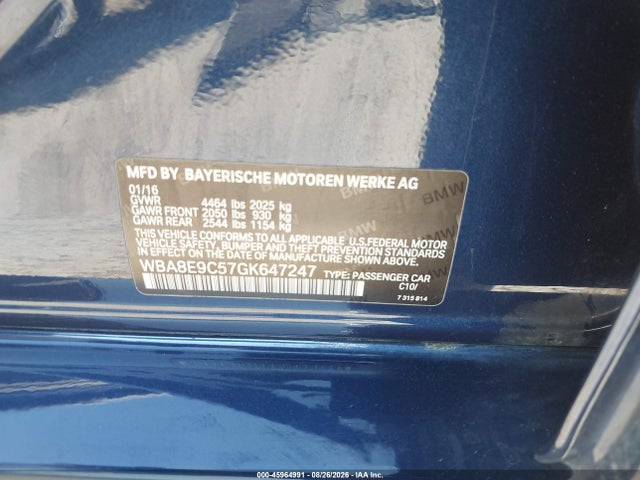 BMW 328I 2016 WBA8E9C57GK647247 Image 9