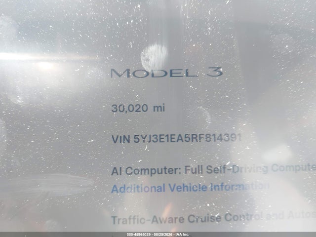 Auction sale of the 2024 Tesla Model 3 Long Range Dual Motor All-wheel Drive/rear-wheel Drive, vin: 5YJ3E1EA5RF814391, lot number: 45965029