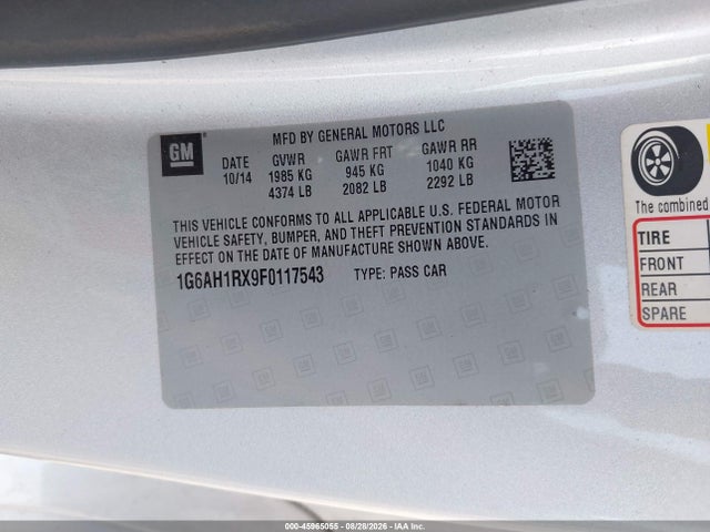 Продажа на аукционе авто 2015 Cadillac Ats Luxury, vin: 1G6AH1RX9F0117543, номер лота: 45965055