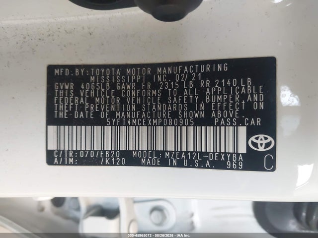 Toyota Corolla Xse 2021 5YFT4MCEXMP080905 Image 9
