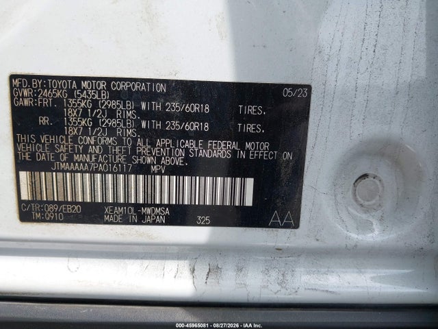 JTMAAAAA7PA016117 Toyota BZ4X XLE