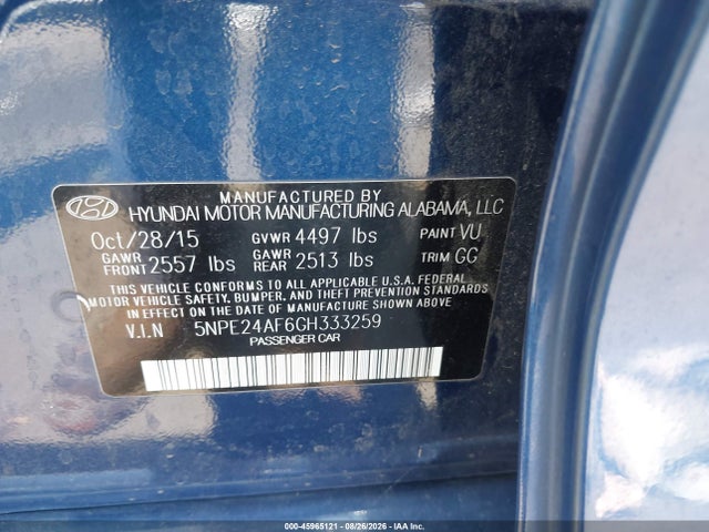 Hyundai SONATA SE 2016 5NPE24AF6GH333259 Image 9