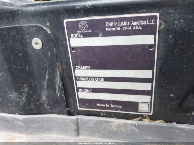 Продажа на аукционе авто 2022 New Holland 75 Tractor, vin: ELRT4S75HNAX03476, номер лота: 45965127