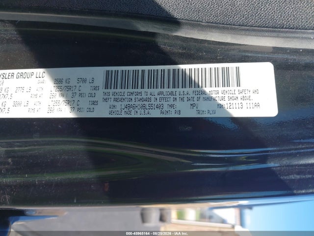 45965164 :رقم المزاد ، 1J4BA6H10BL551403 vin ، 2011 Jeep Wrangler Unlimited Rubicon مزاد بيع