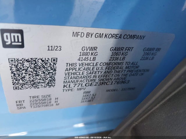 Aukcja sprzedaży 2024 Chevrolet Trax Fwd 1rs, vin: KL77LGE23RC176963, numer aukcji: 45965195