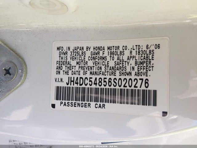 Продаж на аукціоні авто 2006 Acura Rsx, vin: JH4DC54856S020276, номер лоту: 45965272