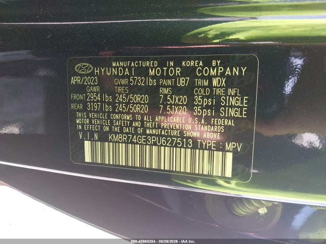 Aukcja sprzedaży 2023 Hyundai Palisade Calligraphy, vin: KM8R74GE3PU627513, numer aukcji: 45965284