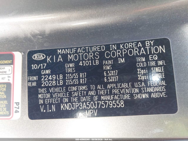 KIA SOUL + 2018 KNDJP3A50J7579558 Image 9