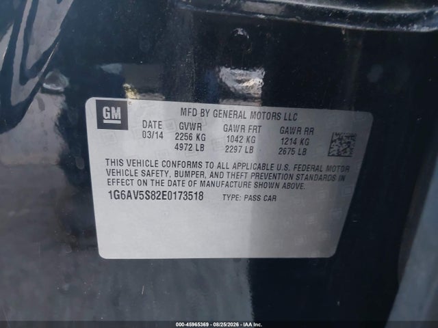Aukcja sprzedaży 2014 Cadillac Cts Vsport Premium, vin: 1G6AV5S82E0173518, numer aukcji: 45965369