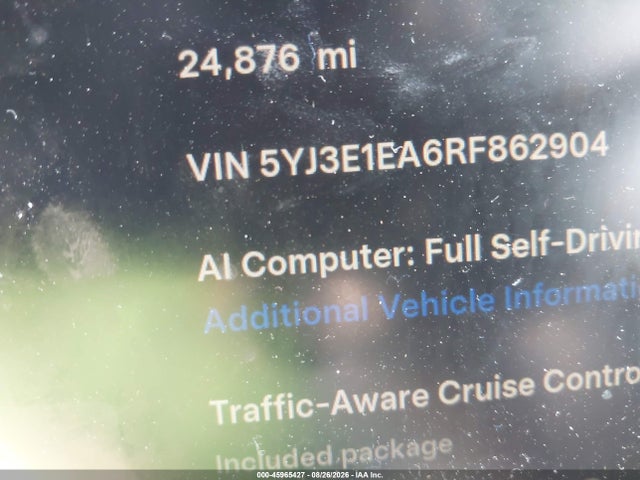 45965427 :رقم المزاد ، 5YJ3E1EA6RF862904 vin ، 2024 Tesla Model 3 Long Range Dual Motor All-wheel Drive/rear-wheel Drive مزاد بيع
