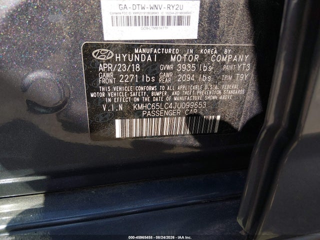 Продажа на аукционе авто 2018 Hyundai Ioniq Hybrid Blue, vin: KMHC65LC4JU099653, номер лота: 45965458
