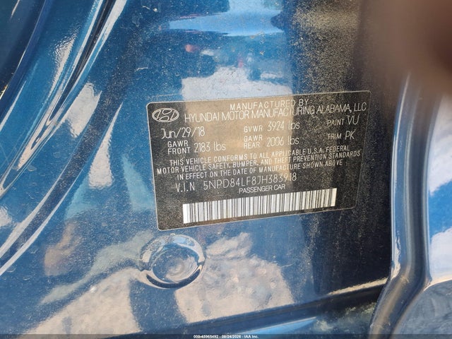 Продажа на аукционе авто 2018 Hyundai Elantra Sel, vin: 5NPD84LF8JH383918, номер лота: 45965492