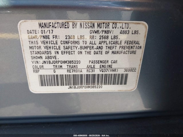 Продаж на аукціоні авто 2017 Infiniti Qx50, vin: JN1BJ0RP0HM385220, номер лоту: 45965505