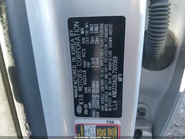 2020 Kia Soul Lx მანქანა იყიდება აუქციონზე, vin: KNDJ23AU3L7103569, აუქციონის ნომერი: 45965530