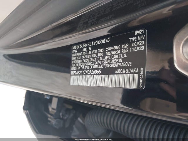 Продаж на аукціоні авто 2022 Porsche Cayenne E-hybrid Platinum Edition, vin: WP1AE2AY7NDA26065, номер лоту: 45965548