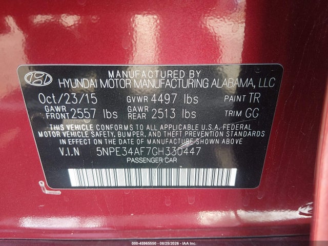 Hyundai Sonata Sport 2016 5NPE34AF7GH330447 Image 9