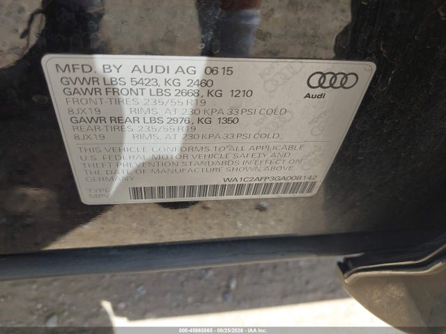 WA1C2AFP3GA008142 Audi Q5 2.0t Premium
