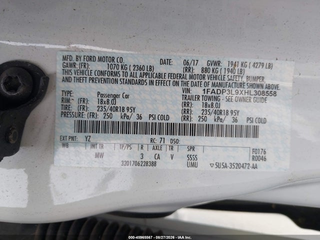 Ford FOCUS ST 2017 1FADP3L9XHL308558 Image 9