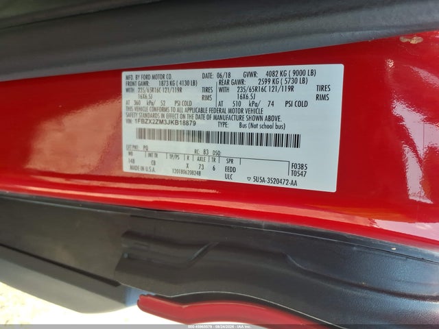 2018 Ford Transit-350 Xl მანქანა იყიდება აუქციონზე, vin: 1FBZX2ZM3JKB18879, აუქციონის ნომერი: 45965579