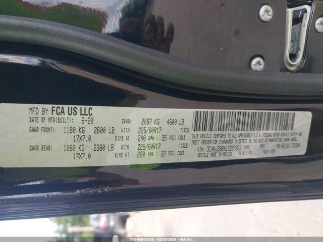 Продажа на аукционе авто 2020 Jeep Compass Sun And Safety 4x4, vin: 3C4NJDBBXLT239863, номер лота: 45965586