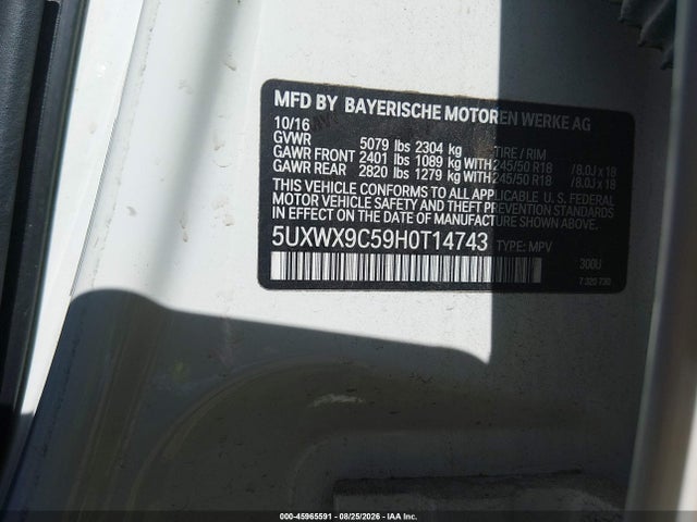 Aukcja sprzedaży 2017 Bmw X3 Xdrive28i, vin: 5UXWX9C59H0T14743, numer aukcji: 45965591