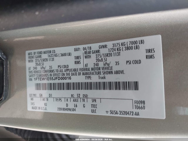Ford F-150 King Ranch 2018 1FTEW1E55JFD00016 Image 9