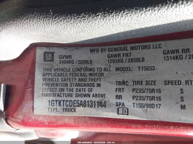 2010 Gmc Canyon Sle1 მანქანა იყიდება აუქციონზე, vin: 1GTKTCDE5A8131144, აუქციონის ნომერი: 45965642