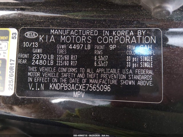 Aukcja sprzedaży 2014 Kia Sportage Lx, vin: KNDPB3ACXE7565096, numer aukcji: 45965715