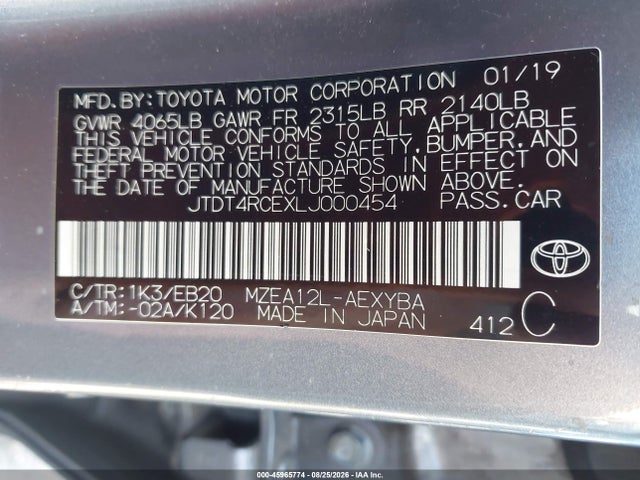 JTDT4RCEXLJ000454 Toyota Corolla Xse