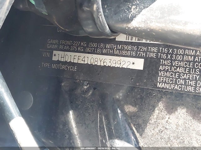 45965887 :رقم المزاد ، 1HD1FF4108Y639922 vin ، 2008 Harley-davidson Flht Classic مزاد بيع