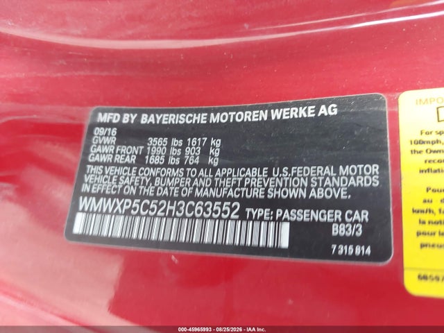 Продаж на аукціоні авто 2017 Mini Hardtop Cooper, vin: WMWXP5C52H3C63552, номер лоту: 45965993
