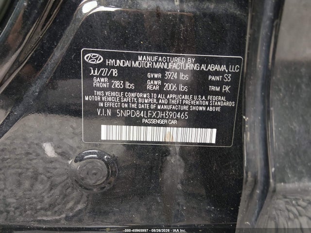 Продаж на аукціоні авто 2018 Hyundai Elantra Sel, vin: 5NPD84LFXJH390465, номер лоту: 45965997