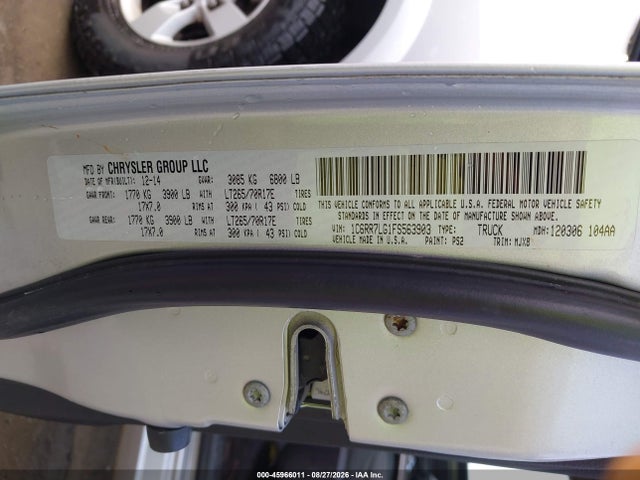 45966011 :رقم المزاد ، 1C6RR7LG1FS563903 vin ، 2015 Ram 1500 Outdoorsman مزاد بيع