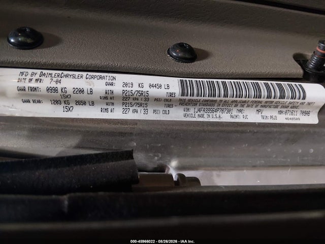 Продаж на аукціоні авто 2004 Jeep Wrangler X, vin: 1J4FA39S64P787301, номер лоту: 45966022