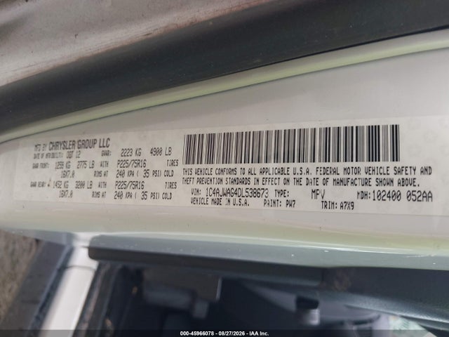 Aukcja sprzedaży 2013 Jeep Wrangler Sport, vin: 1C4AJWAG4DL538673, numer aukcji: 45966078