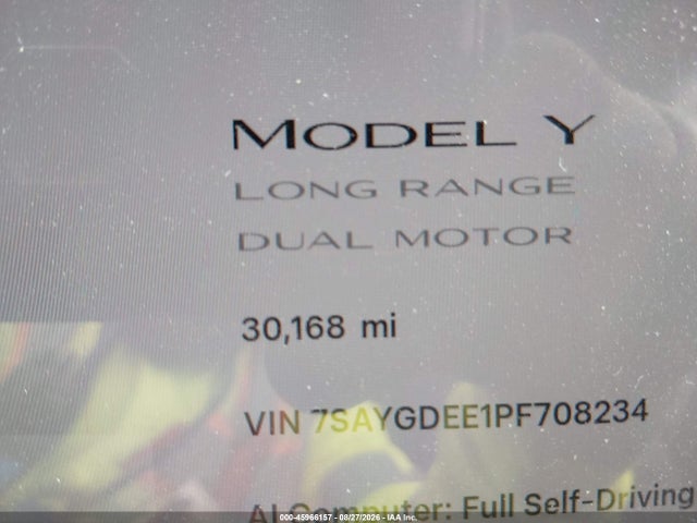 Aukcja sprzedaży 2023 Tesla Model Y Awd/long Range Dual Motor All-wheel Drive, vin: 7SAYGDEE1PF708234, numer aukcji: 45966157