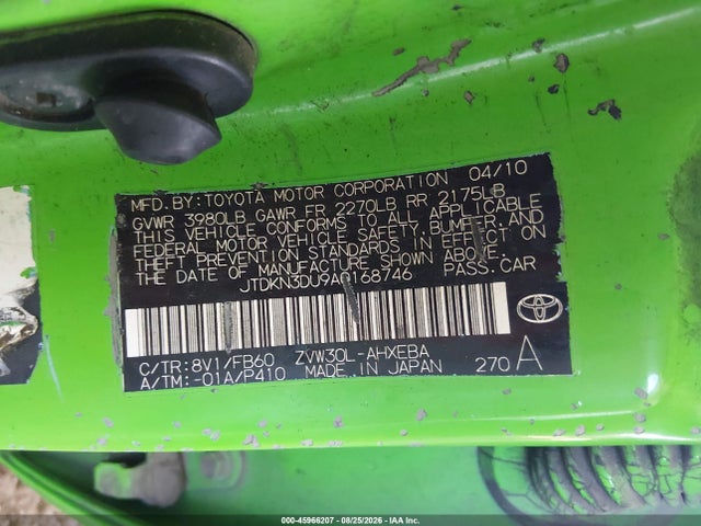 Aukcja sprzedaży 2010 Toyota Prius Ii, vin: JTDKN3DU9A0168746, numer aukcji: 45966207