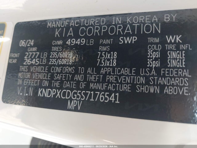 Продажа на аукционе авто 2025 Kia Sportage Hybrid Sx-prestige, vin: KNDPXCDG5S7176541, номер лота: 45966211